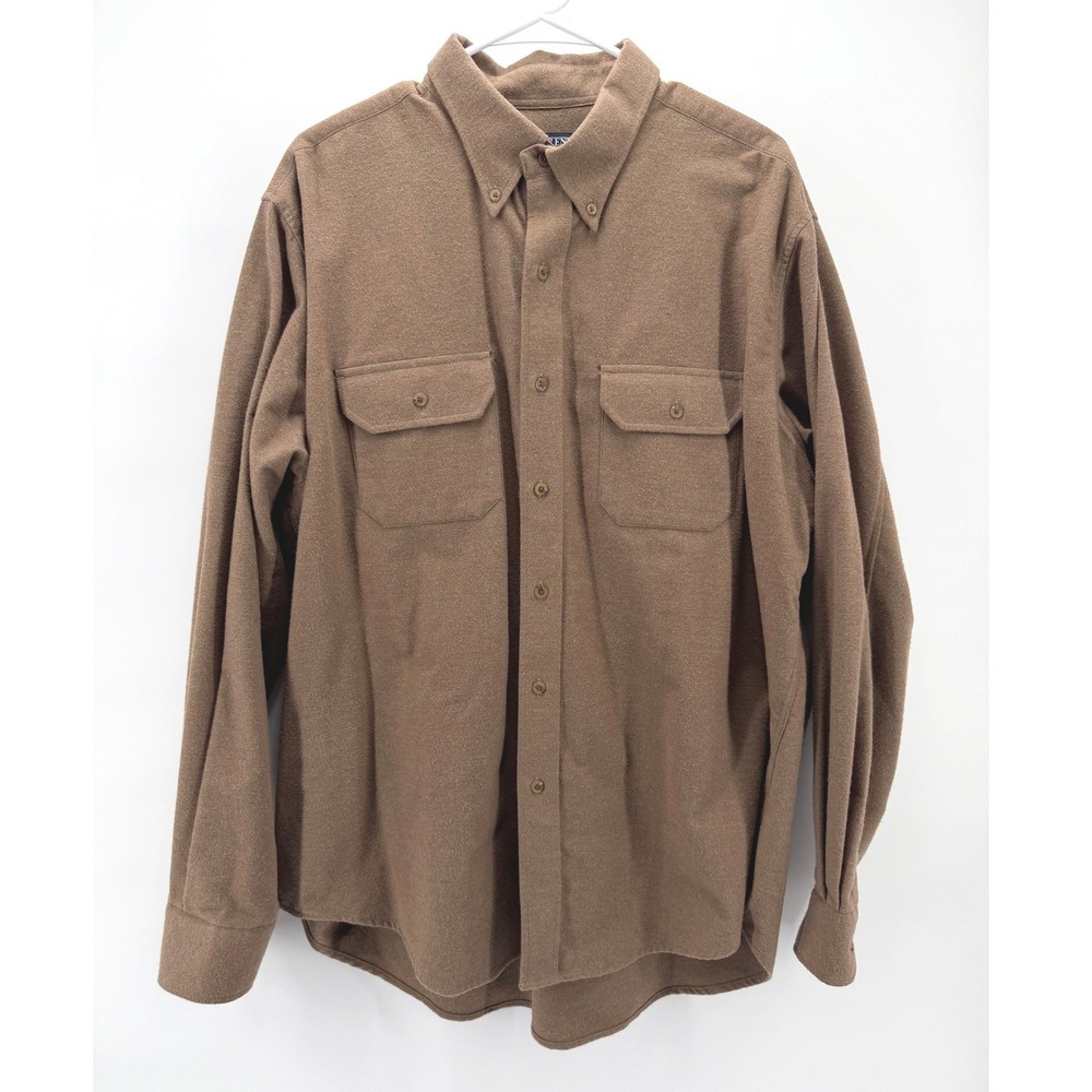 Lands End Flannel Shirt Men XL Brown Cotton Outdoor Cabin Soft Gorpcore Preppy